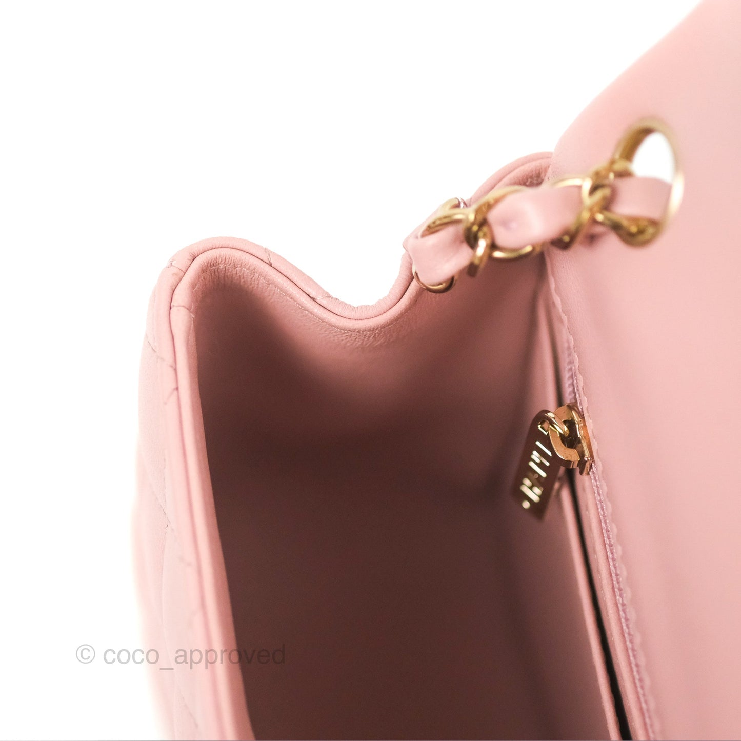 Chanel Quilted Mini Square Flap Pink Lambskin Gold Hardware
