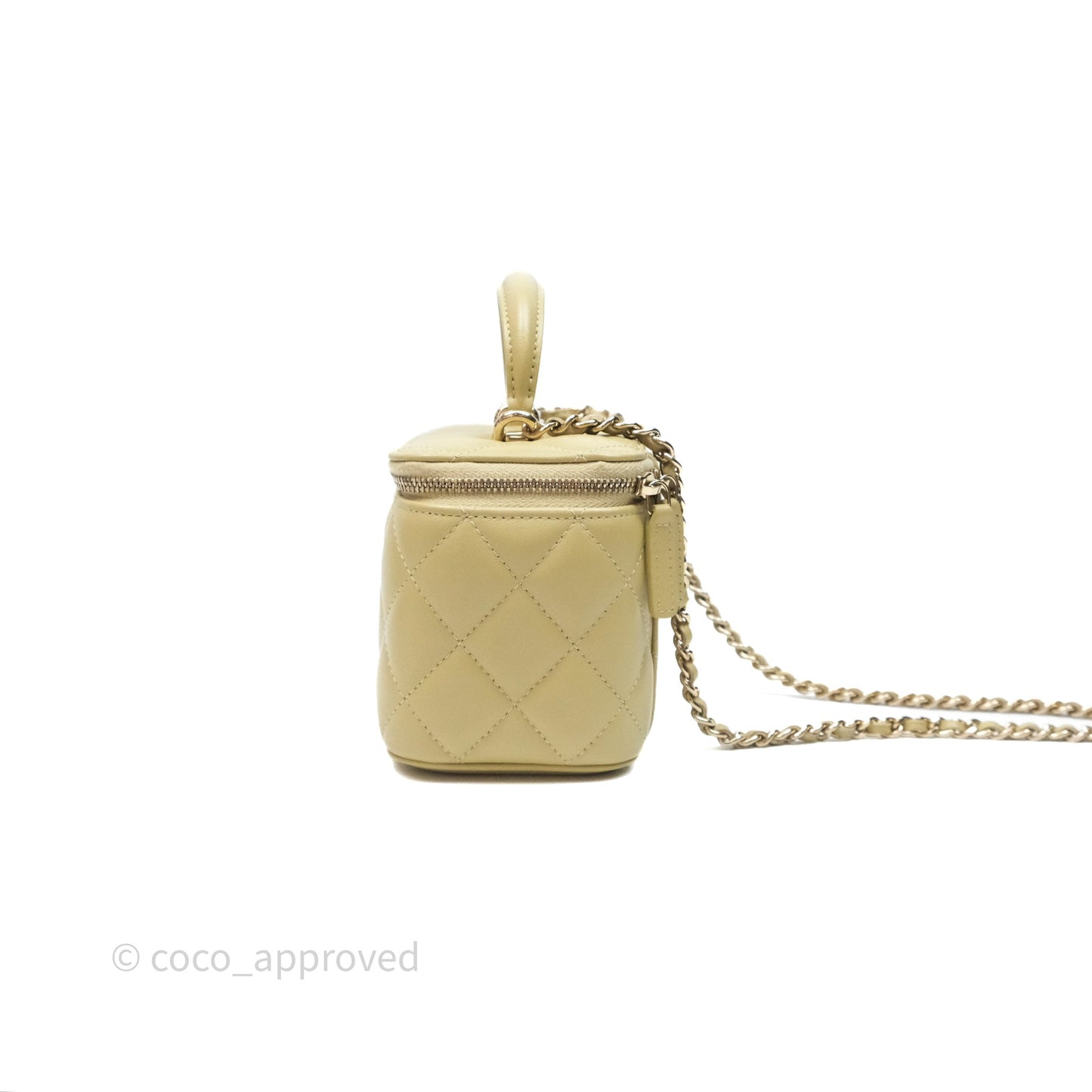 Chanel Top Handle Vanity with Chain Olive Green Lambskin Aged Gold Hardware