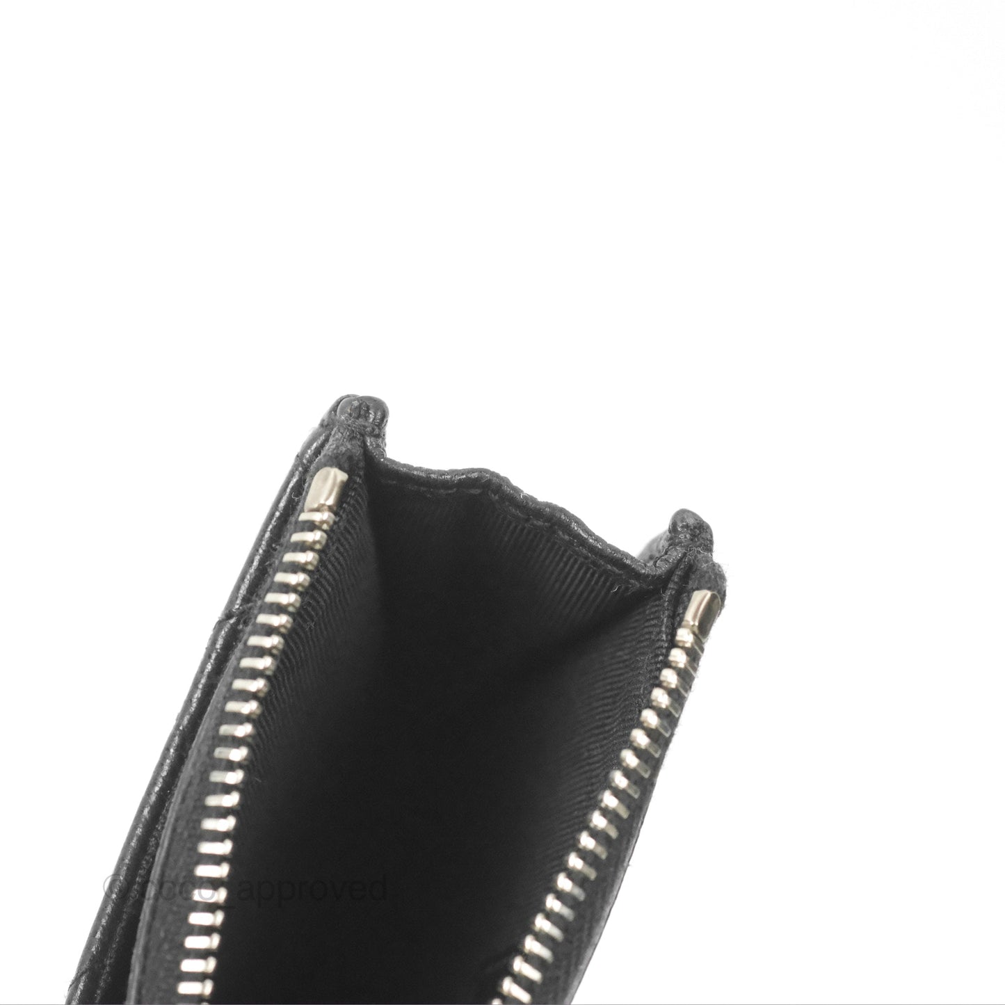 Chanel Quilted CC Zipped Card Holder Black Caviar Silver Hardware