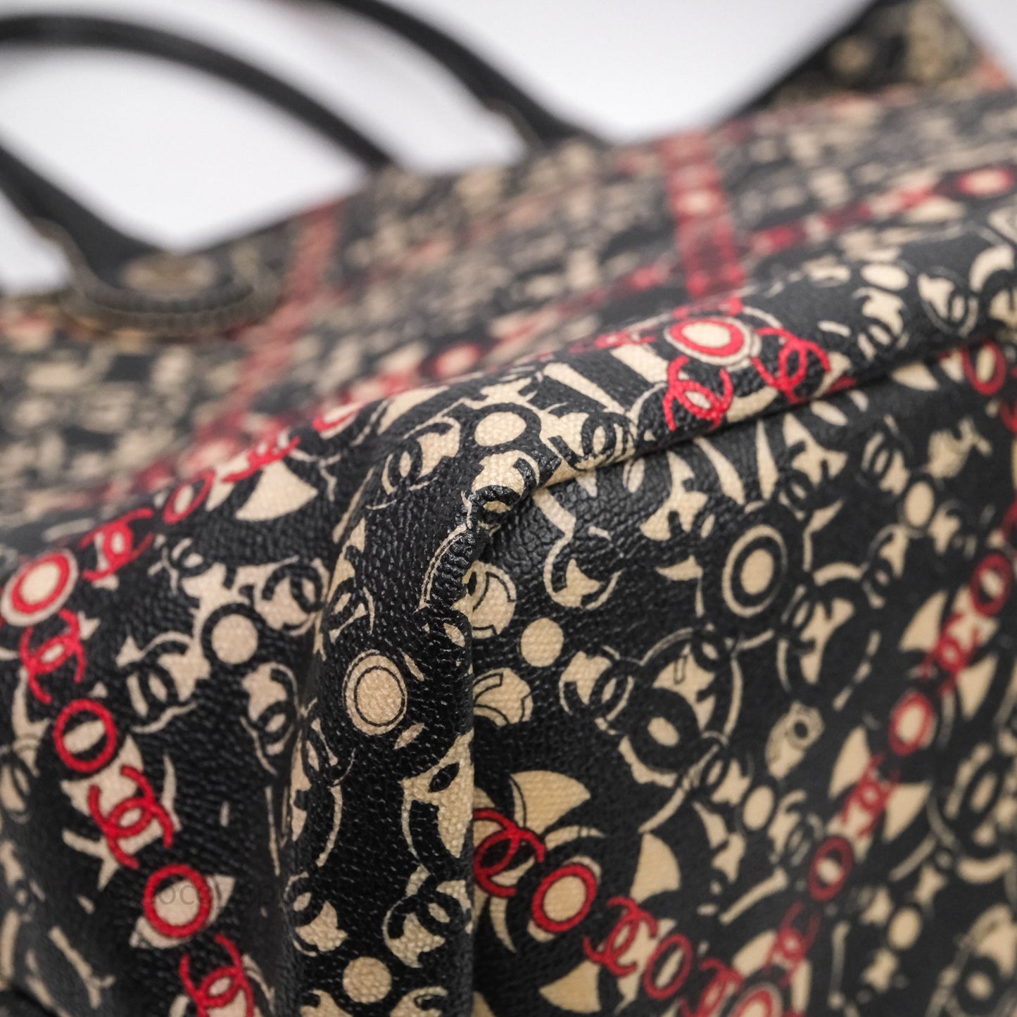 Chanel CC Print Logo Tote Bag Black