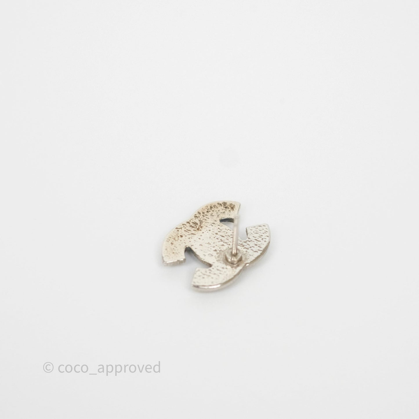 Chanel CC Crystals Earrings Silver Tone 13V