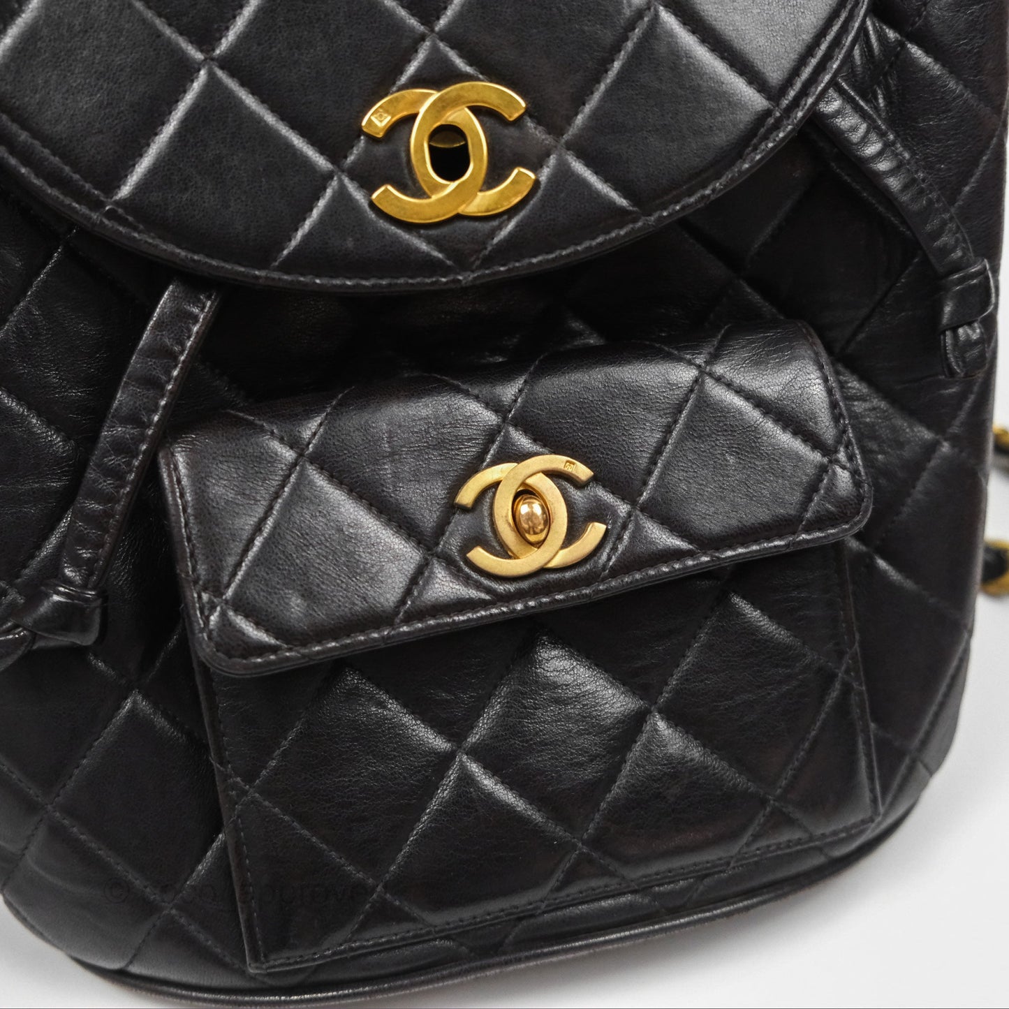 Chanel Vintage CC Duma Backpack Black Lambskin 24K Gold Hardware