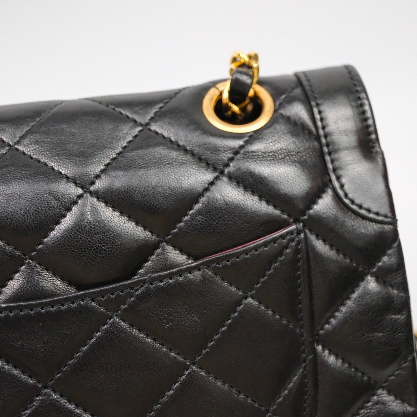 Chanel Quilted Vintage Flap Bag Lambskin Black 24K Gold Hardware