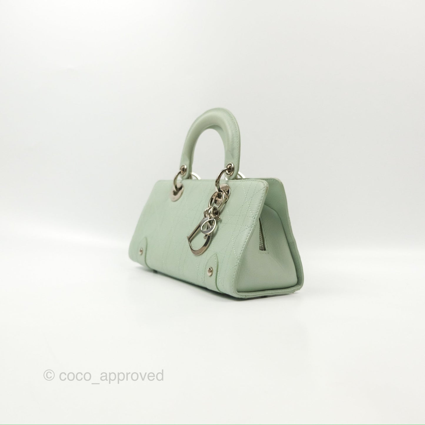 Dior East West Lady Dior Mint Green Calfskin Silver Hardware