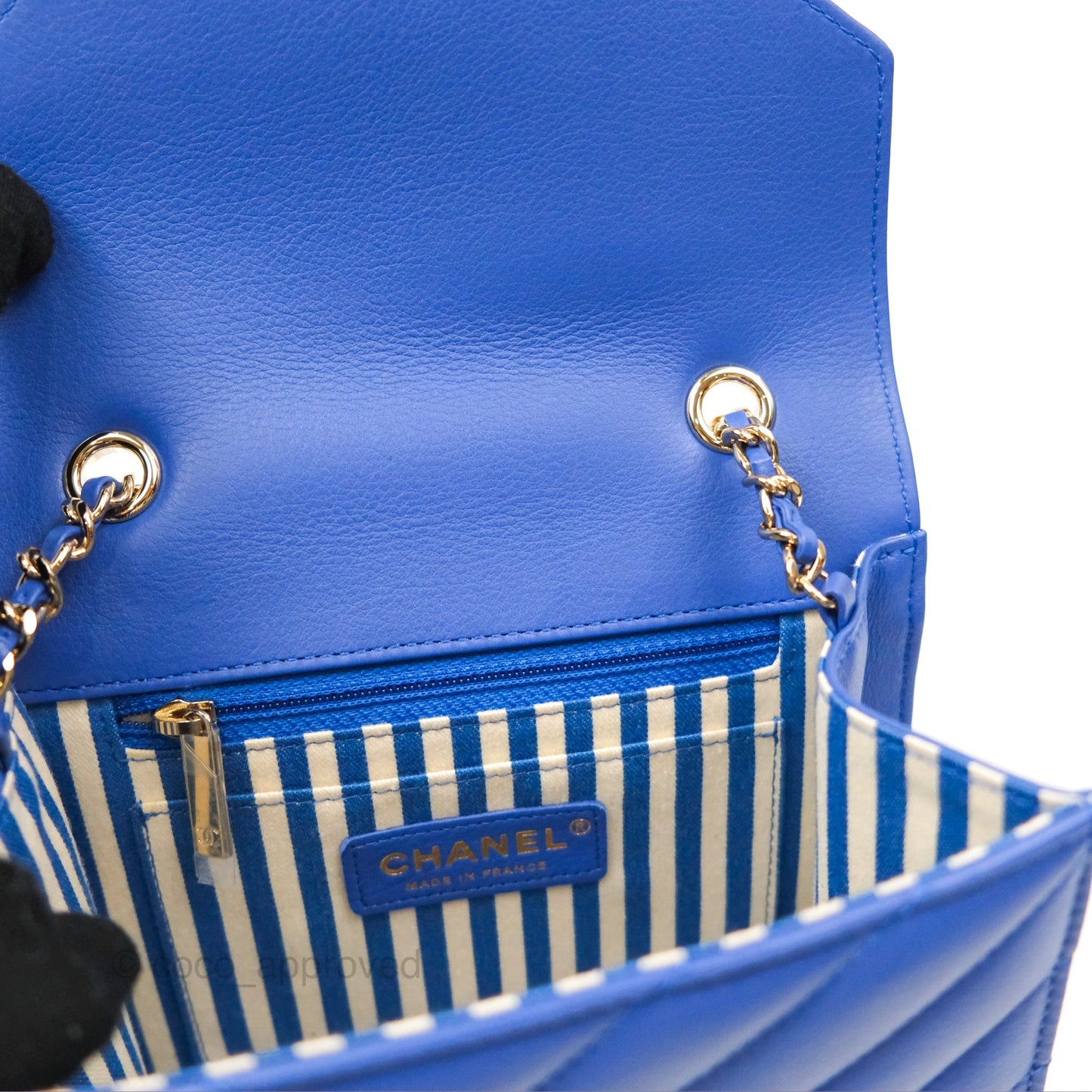 Chanel Chevron Square Envelope Flap Bag Royal Blue 19C