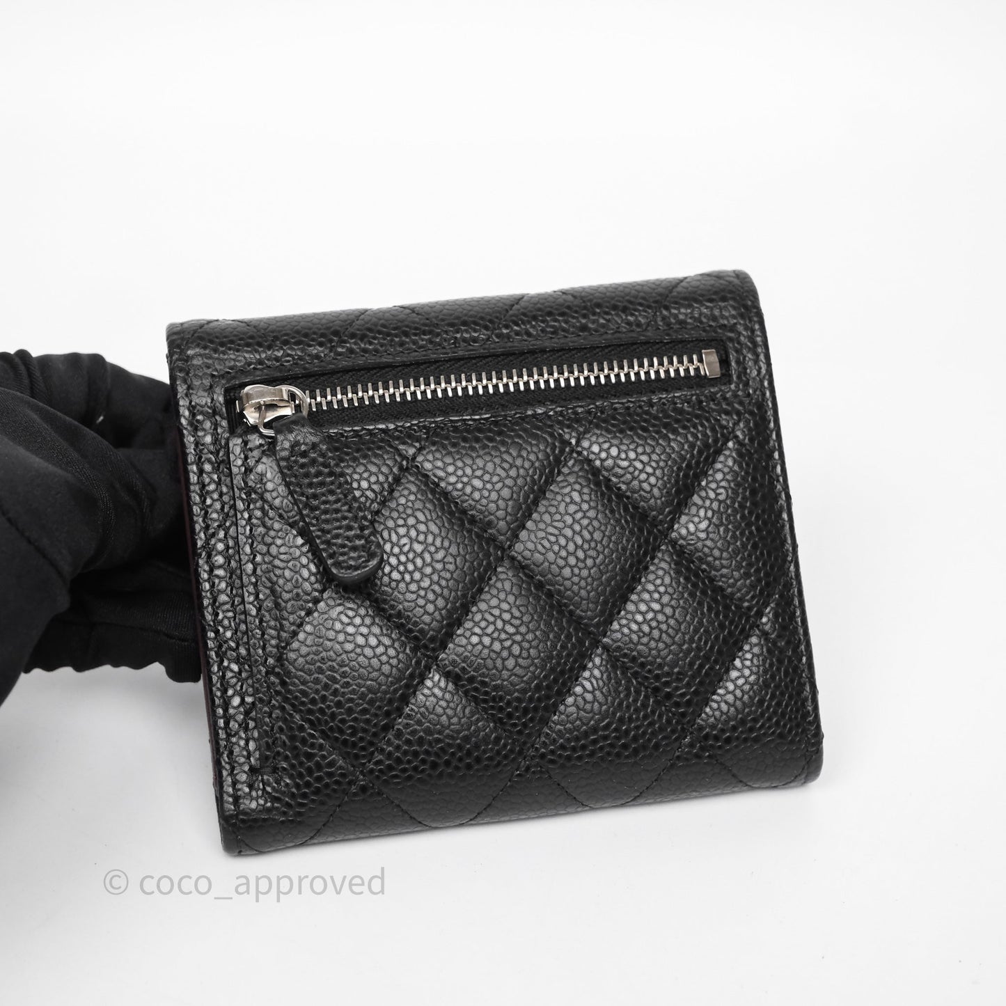 Chanel Classic Short Flap Wallet Black Caviar Silver Hardware