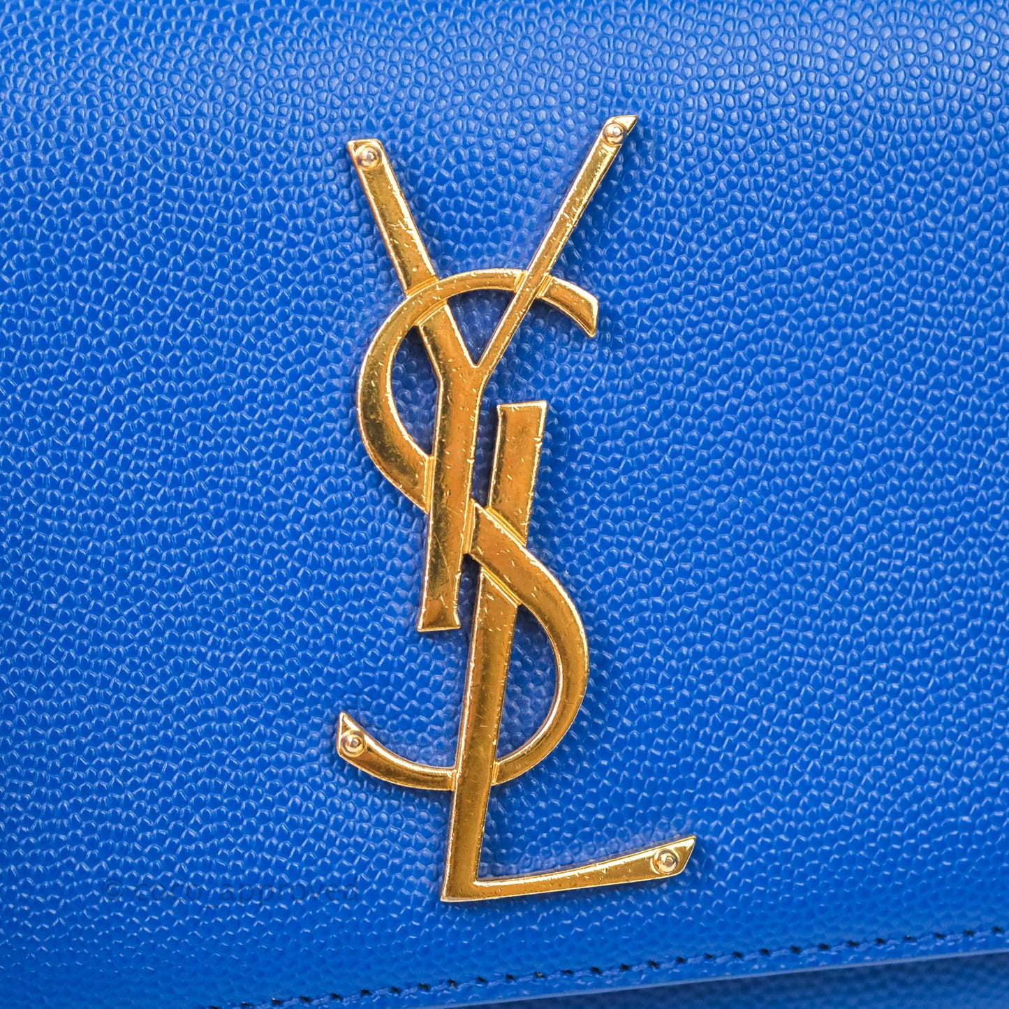 Saint Laurent Classic Kate Original Small Blue Grained Calfskin Gold Hardware