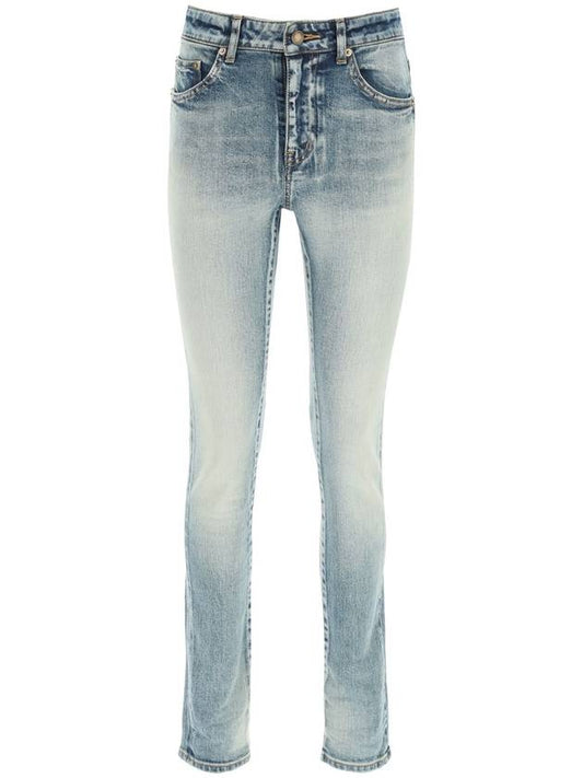 Luxury Saint Laurent Women's Denim Skinny Jeans Light Blue