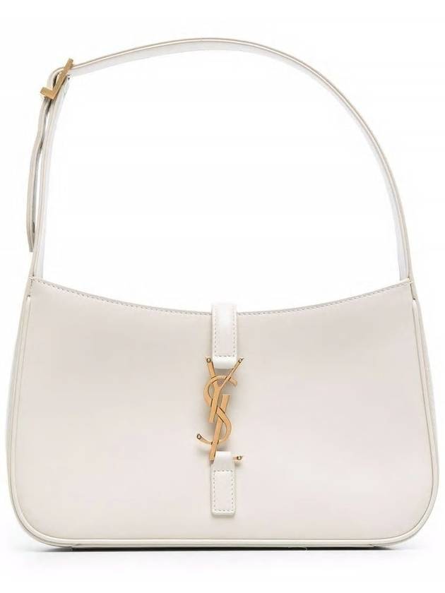 Luxury Saint Laurent Le 5 A 7 Smooth Leather Hobo Shoulder Bag Blanc Vintage