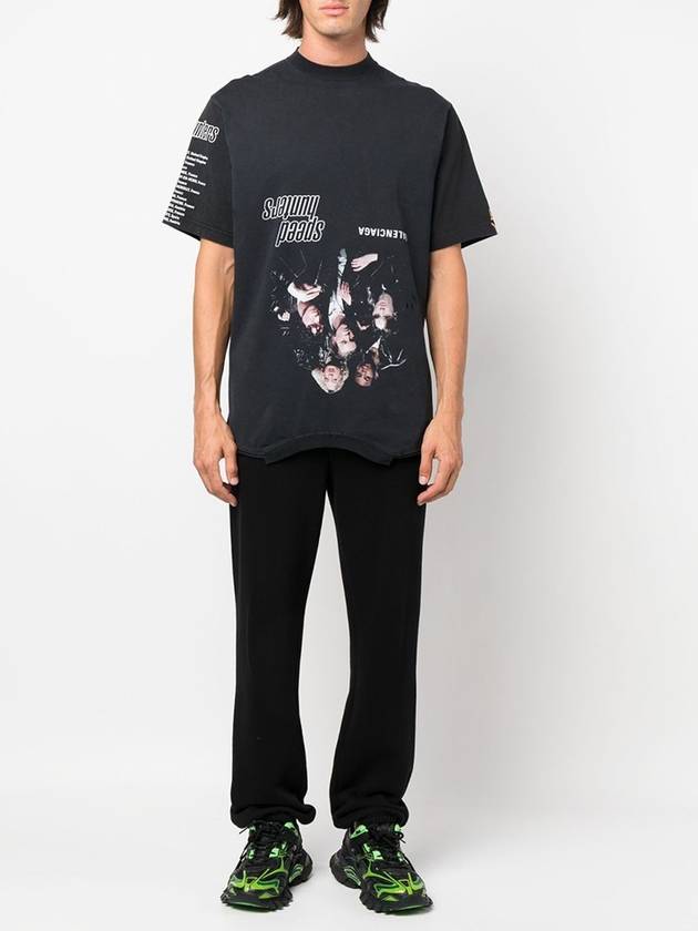 Luxury Balenciaga Speed Hunter Upside Down Oversized Short Sleeve T-shirt Black