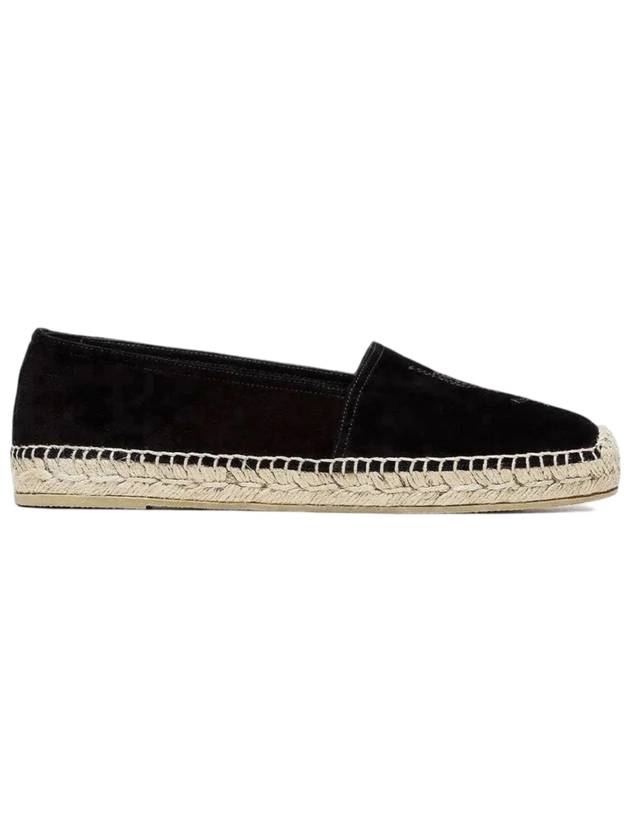 Luxury Saint Laurent Monogram Logo Suede Espadrilles Black