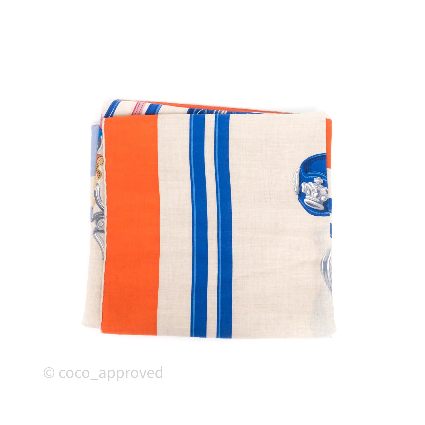 Hermes Brides De Gala App 140cm TD/ Orange/ Naturel/ Bleu Azur Cachemire Scarf
