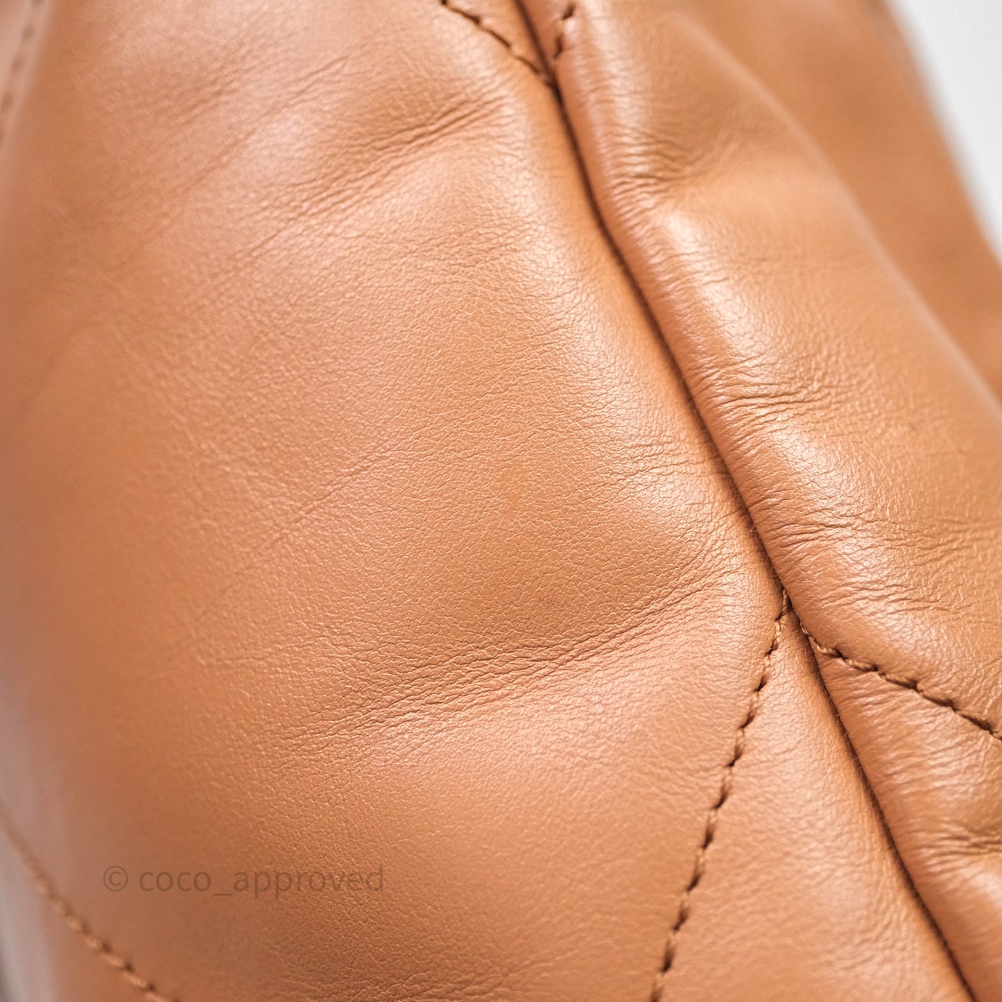 Chanel 22 Small Caramel Beige Shiny Calfskin Aged Gold Hardware