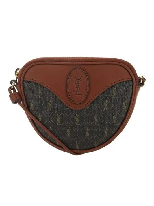 Luxury Saint Laurent Le Monogram Canvas Coir Coin Cross Bag Brown