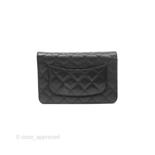 Chanel Classic Wallet On Chain WOC Quilted Black Caviar Gold Hardware