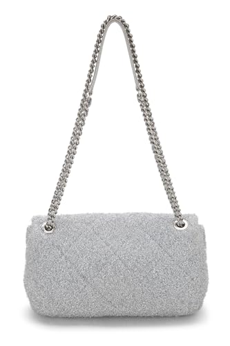 Chanel,  Silver Knit Pluto Glitter Classic Flap Medium, Silver