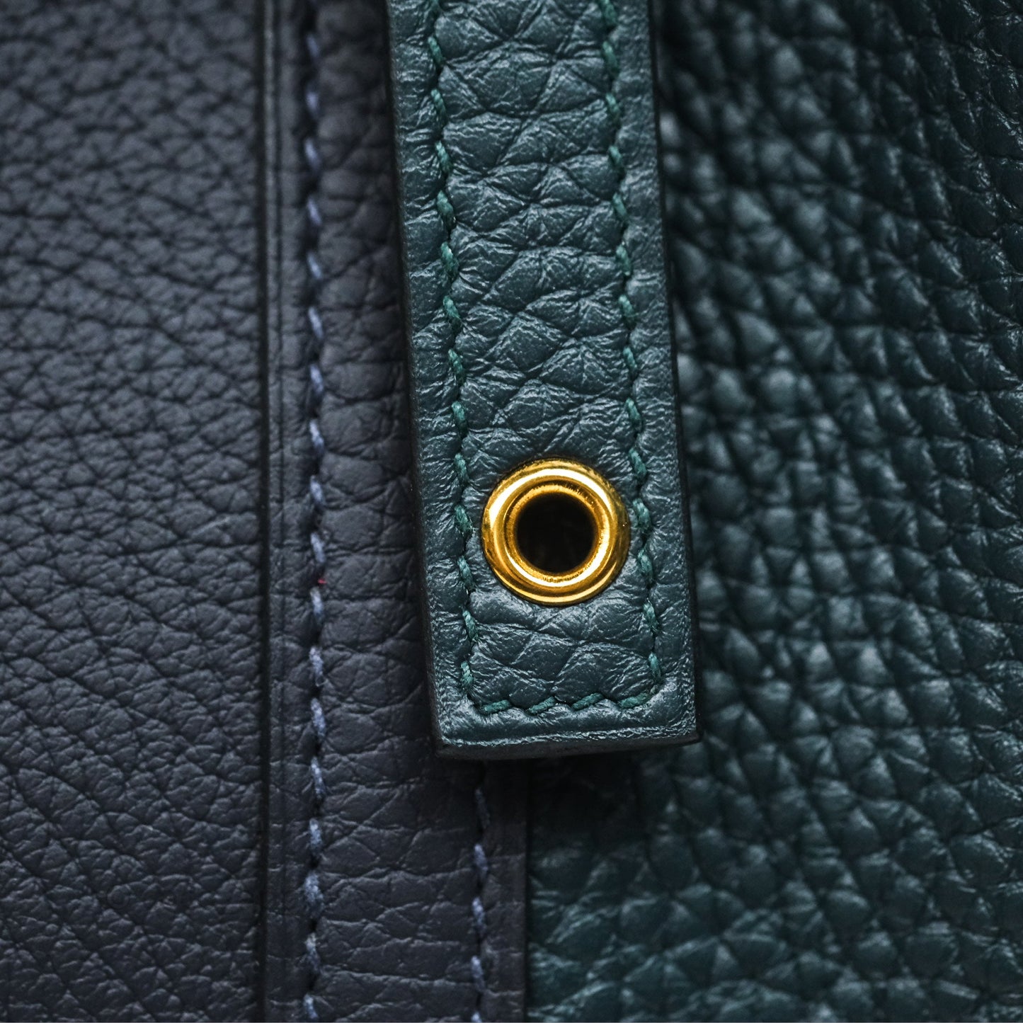 Hermès Picotin Lock 22 Casaque Vert Cyprès 6O/ Bleu Nuit 2Z/ Black Noir 89 Clemence Gold Hardware