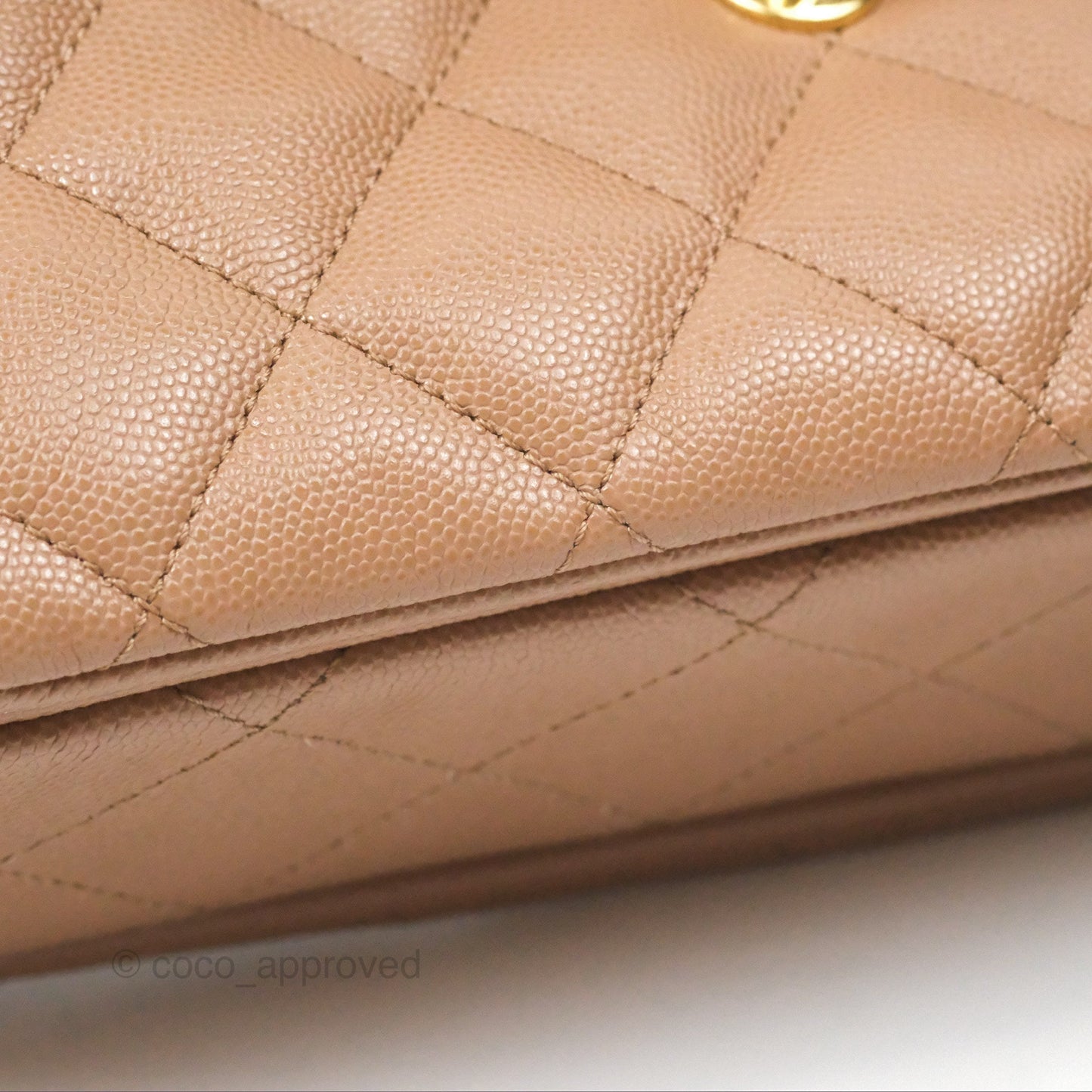 Chanel Coco First Dark Beige Flap Bag Caviar Gold Hardware 22K