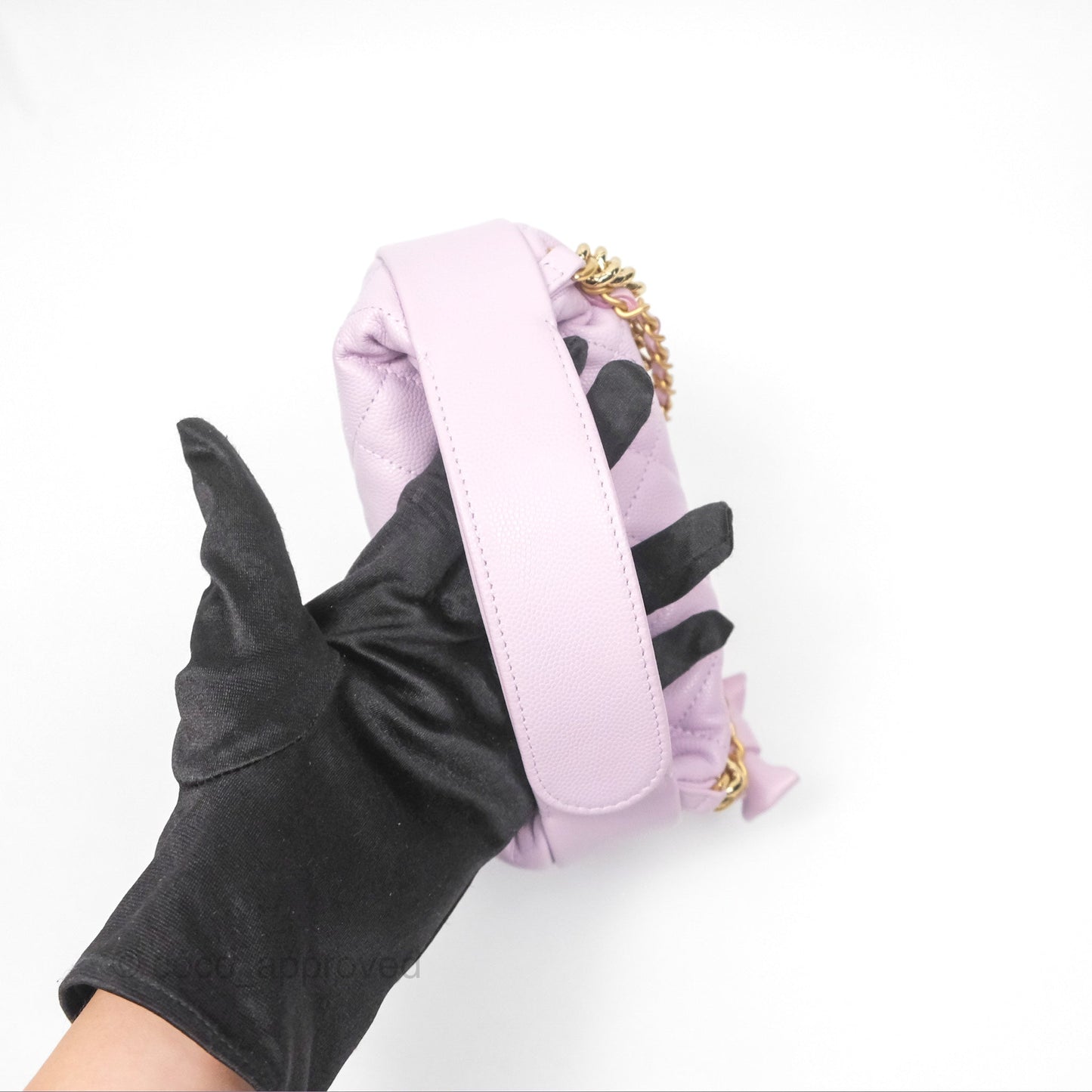 Chanel Bow Hobo Pouch Lilac Caviar Gold Hardware 24S