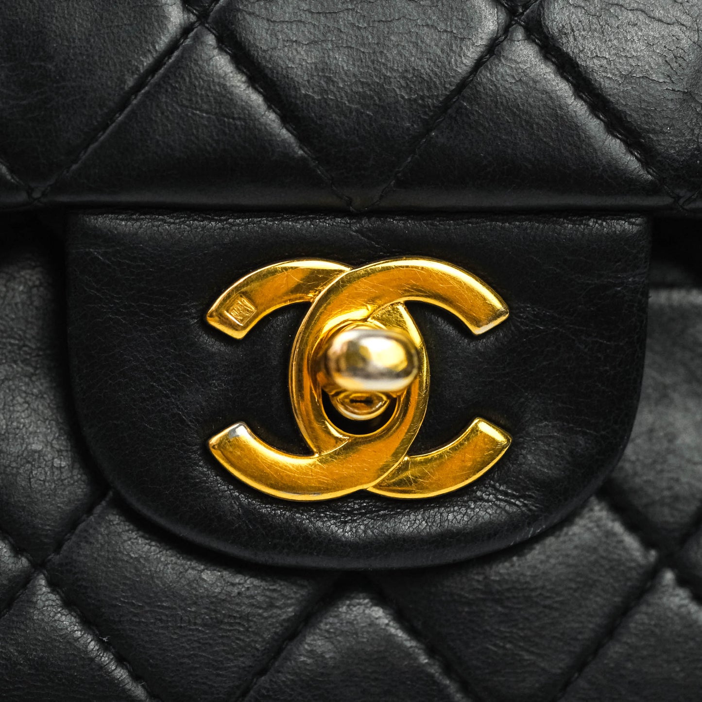 Chanel Classic Vintage Small S/M Flap Black Lambskin 24K Gold Hardware