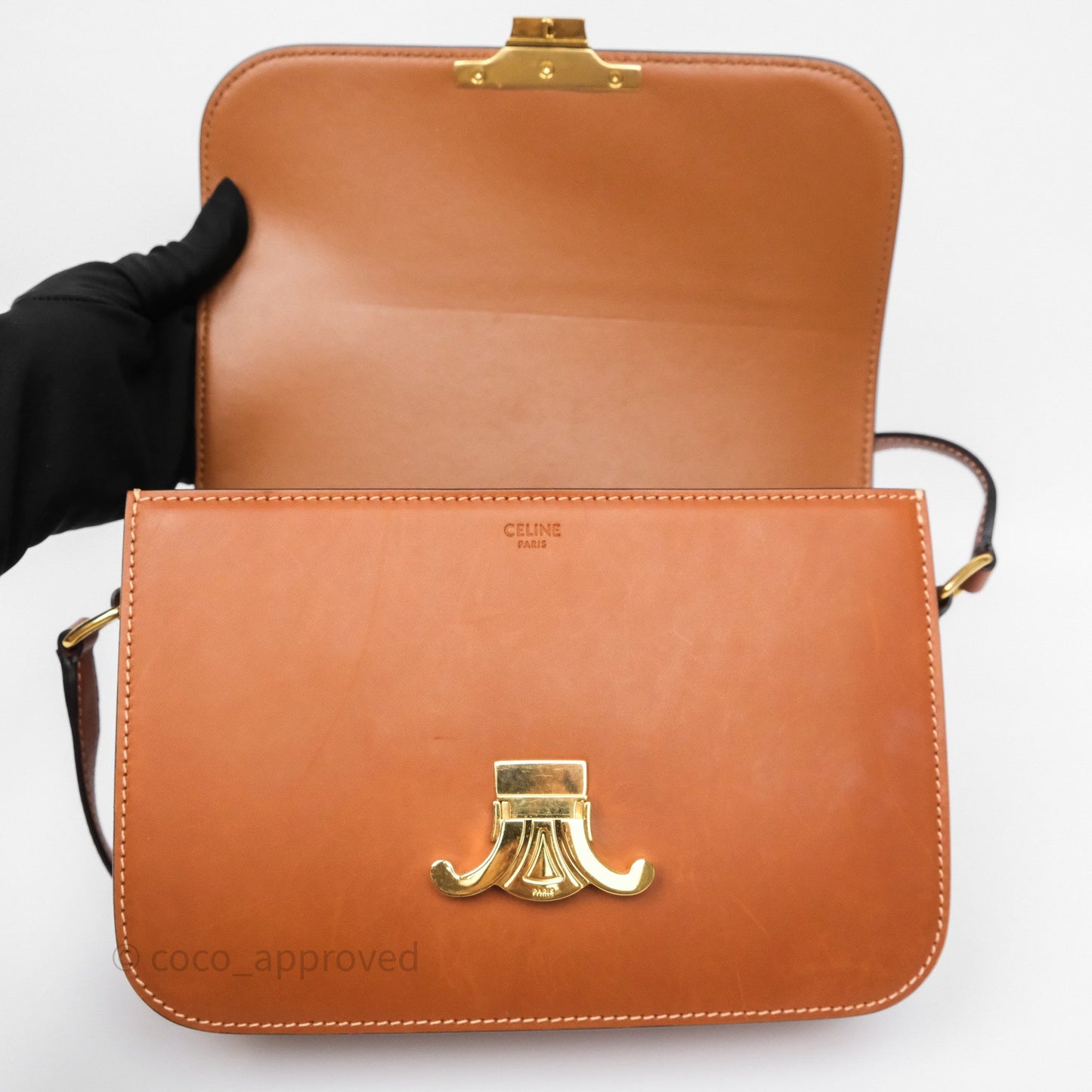 Celine Medium Triomphe Bag Tan Natural Calfskin