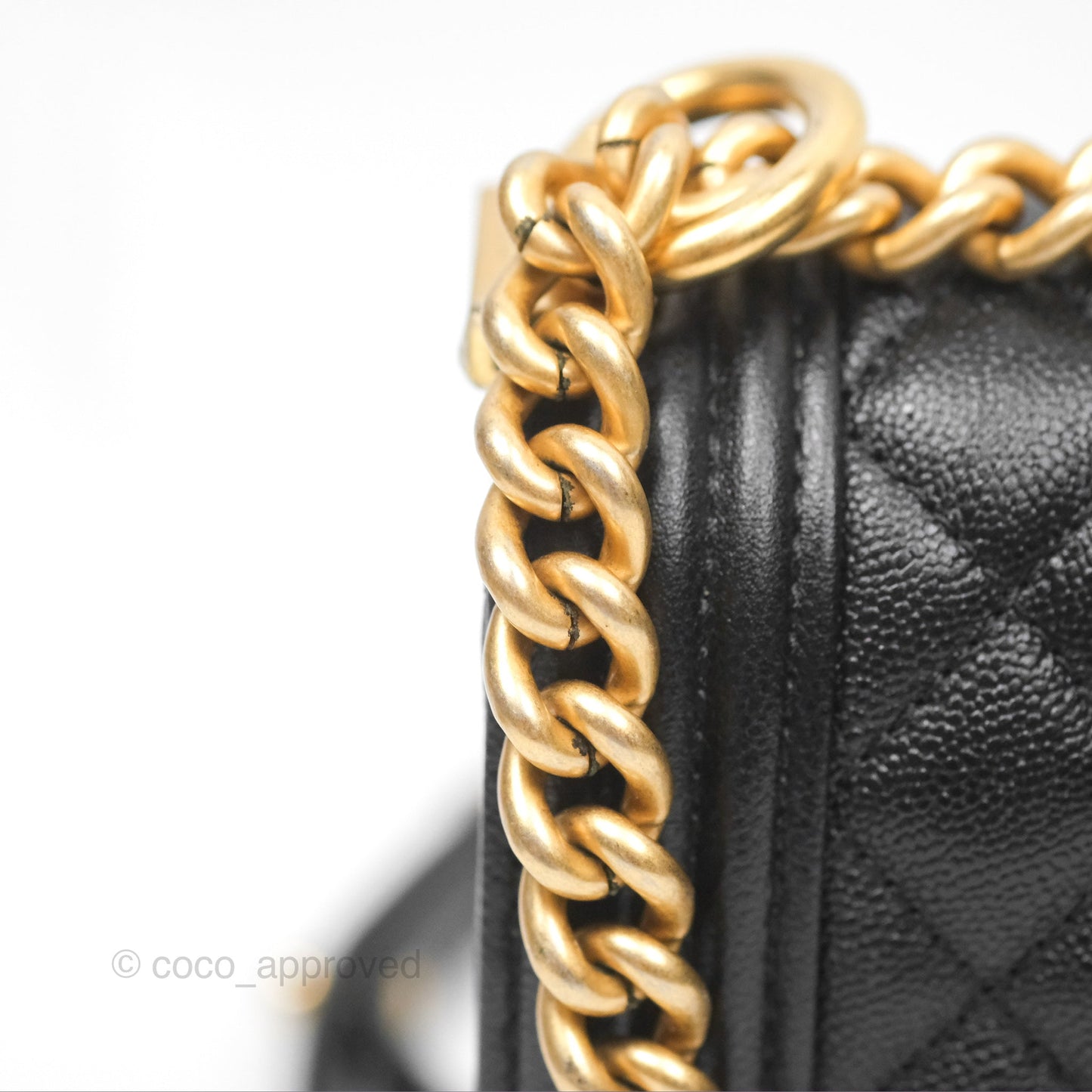 Chanel Boy Messenger Bag Black Caviar Aged Gold Hardware