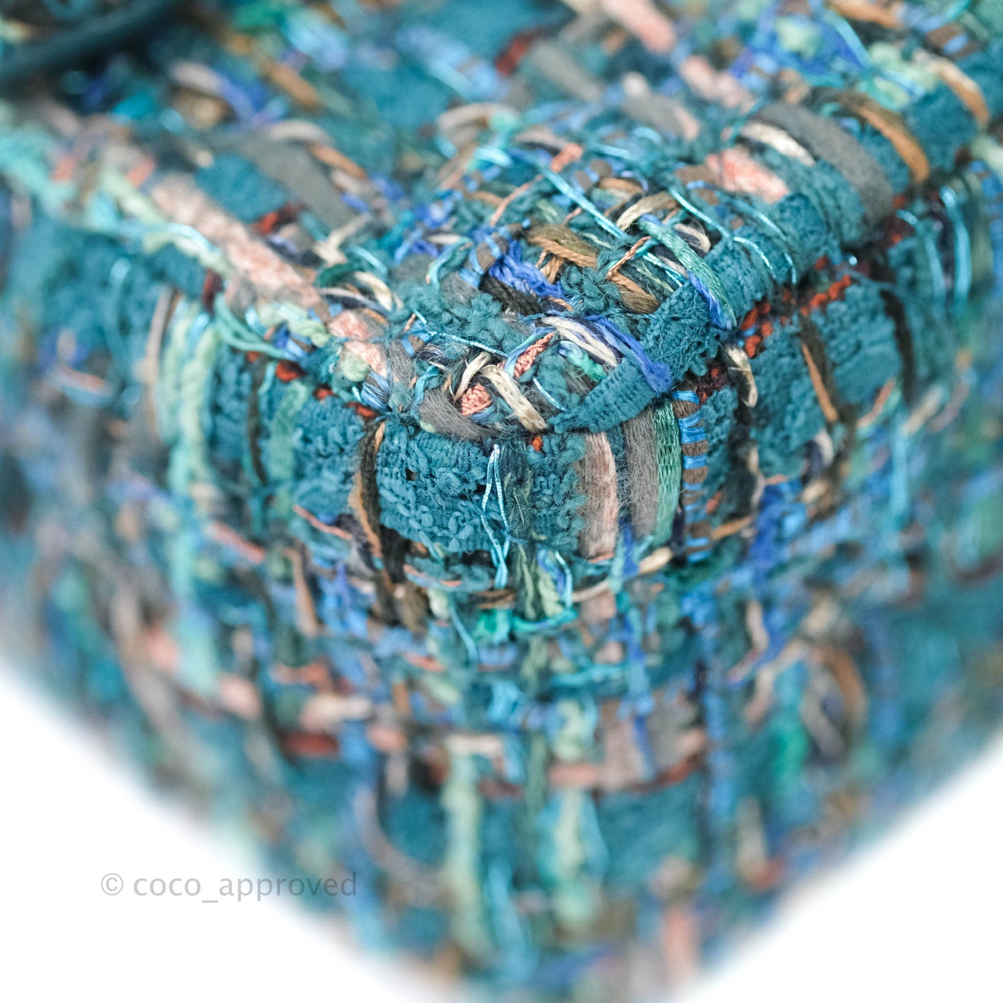 Chanel Quilted Mini Rectangular Turquoise Tweed Gold Hardware