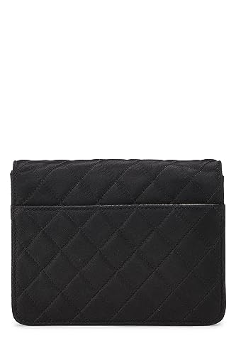 Chanel,  Black Quilted Satin Half Flap Micro, Black