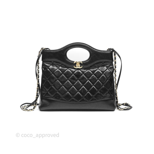 Chanel 31 Mini Black Shiny Lambskin Gold Hardware