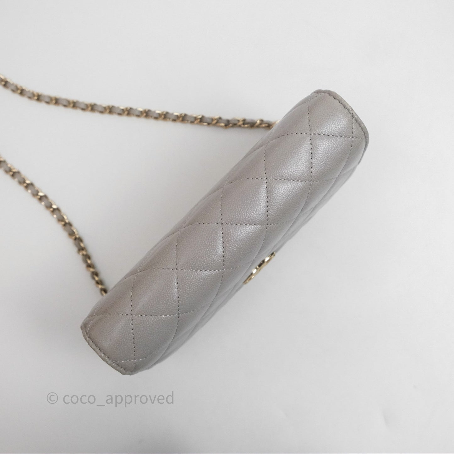 Chanel Classic Quilted Wallet on Chain WOC Grey Caviar Gold Hardware