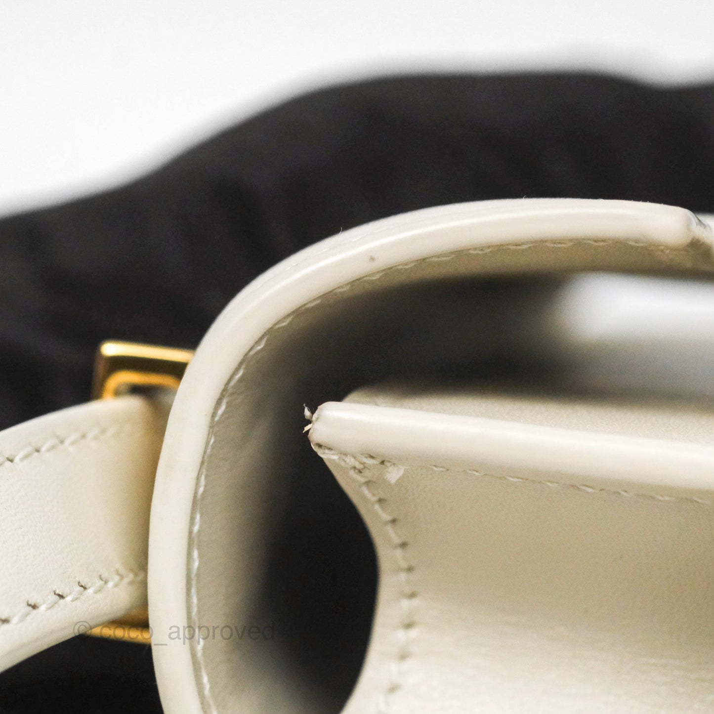 Saint Laurent Mini Manhattan Box Calfskin Blanc Vintage Gold Hardware
