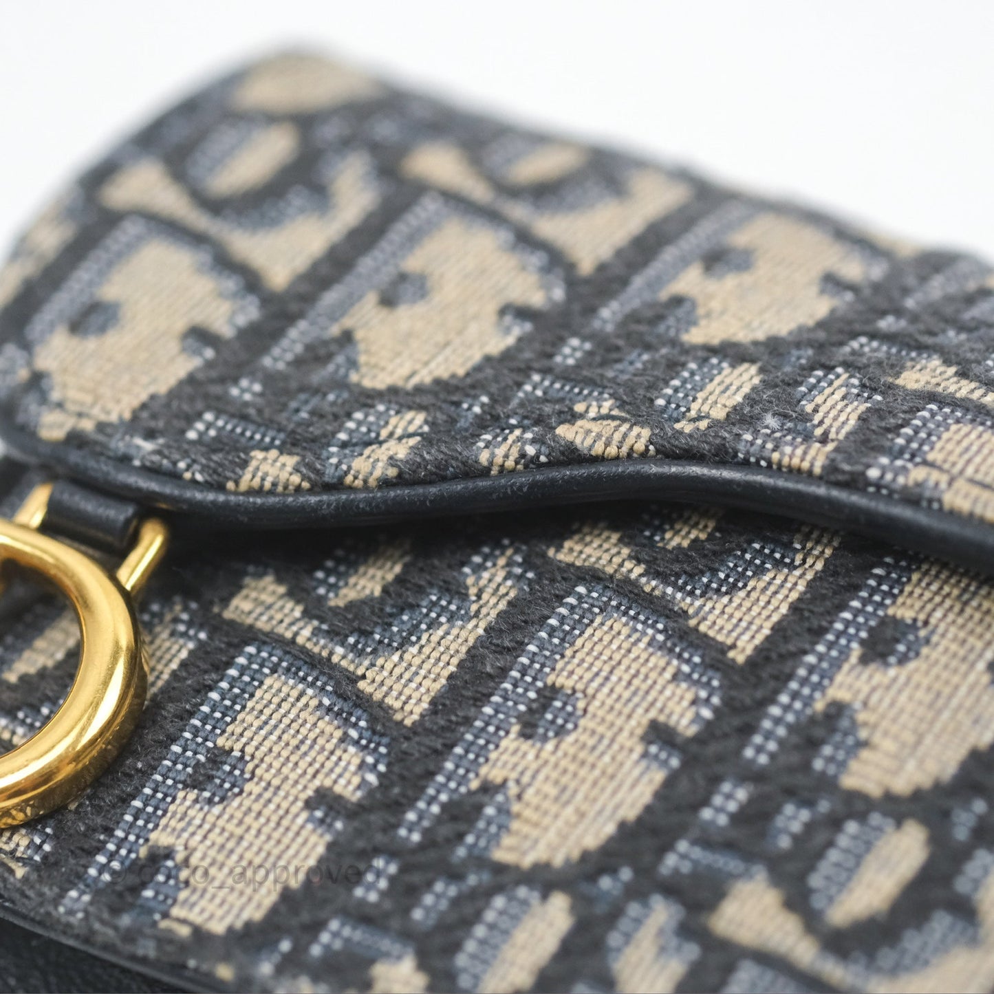 Christian Dior Saddle Flap Card Holder Blue Dior Oblique Jacquard