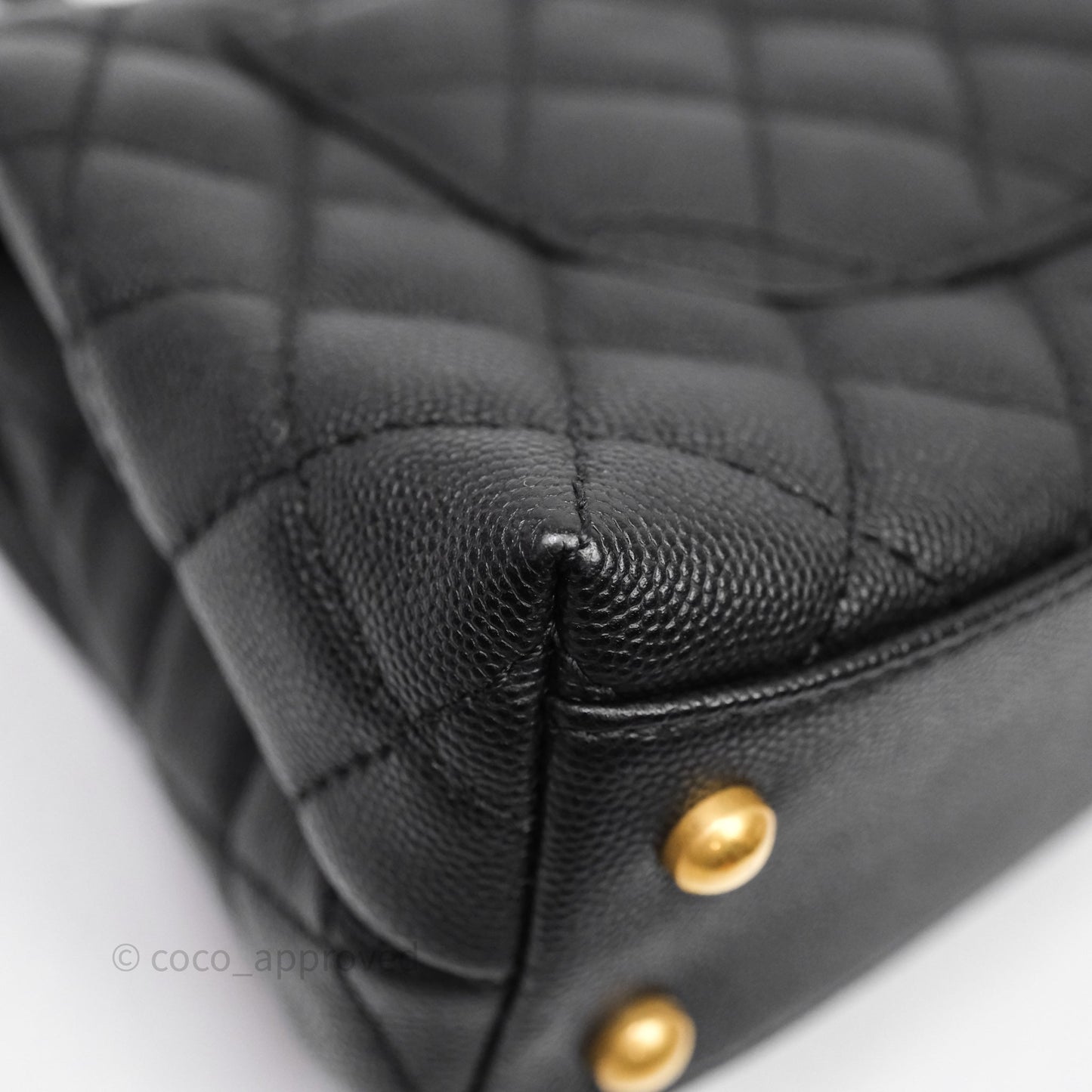 Chanel Small Quilted Coco Handle Black Caviar Aged Gold Hardware