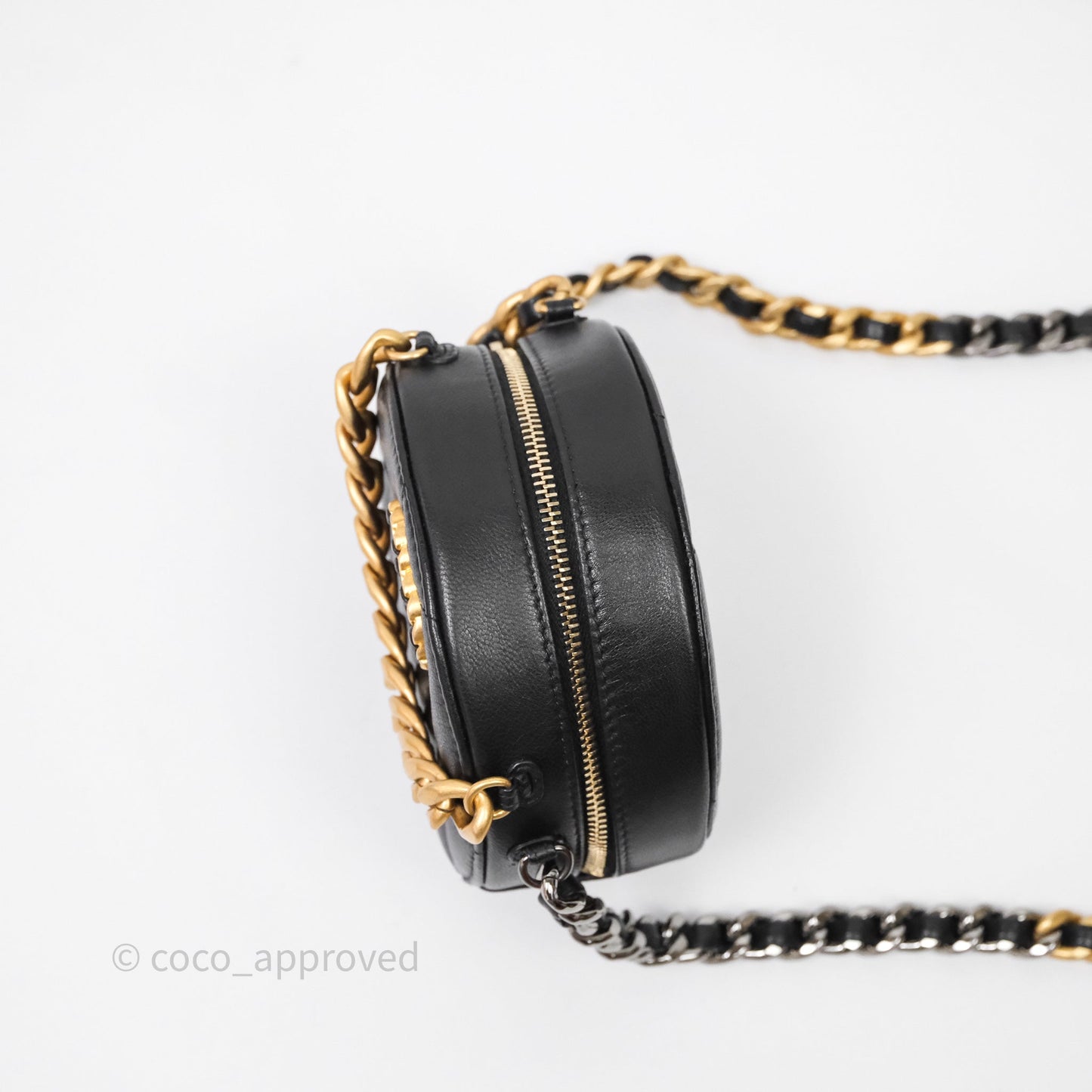 Chanel 19 Round Clutch With Chain Black Mixed Hardware