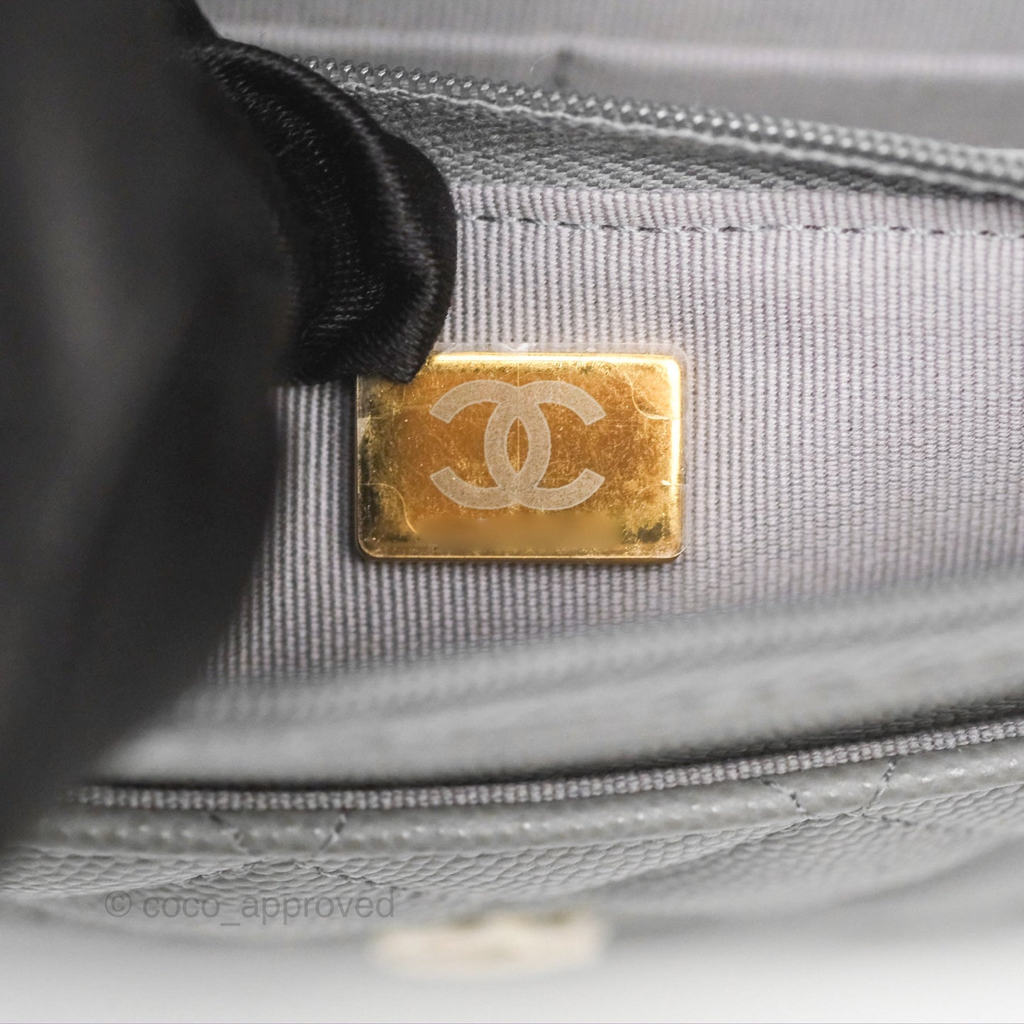 Chanel Classic Quilted Wallet On Chain WOC Grey Caviar Gold Hardware