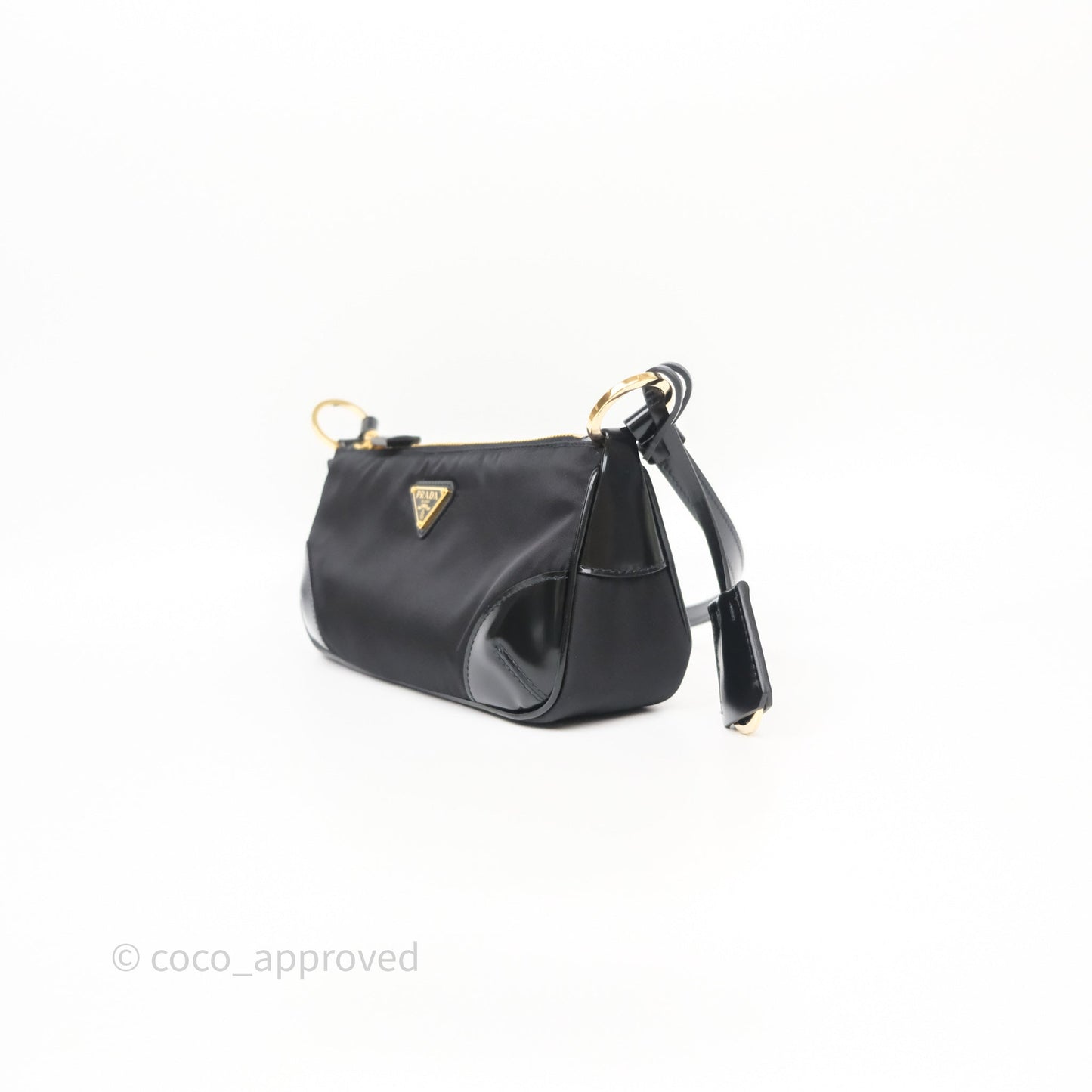 Prada Re-Edition 2002 Re-Nylon Small Shoulder Bag Black Gold Hardware