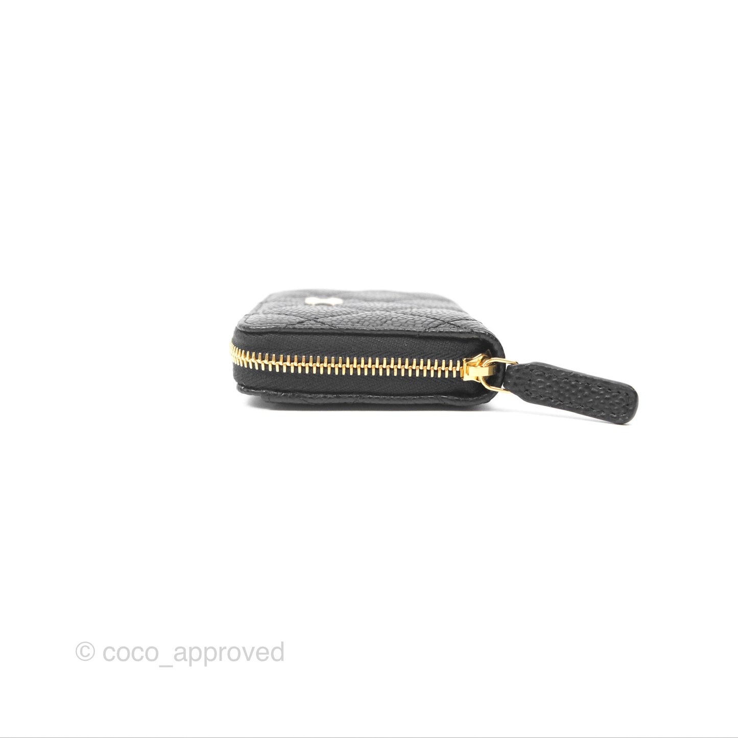 Chanel Classic Zipped Coin Purse Black Caviar Gold Hardware
