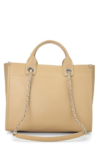 Chanel,  Beige Caviar Deauville Medium, Beige