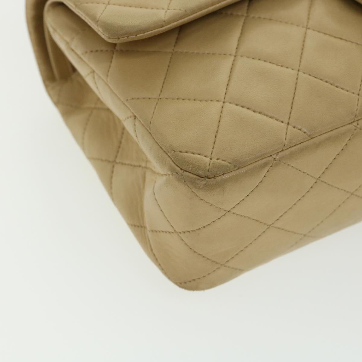 CHANEL Classic Matelasse 25 Chain Flap Shoulder Bag Lamb Skin Beige  31229A