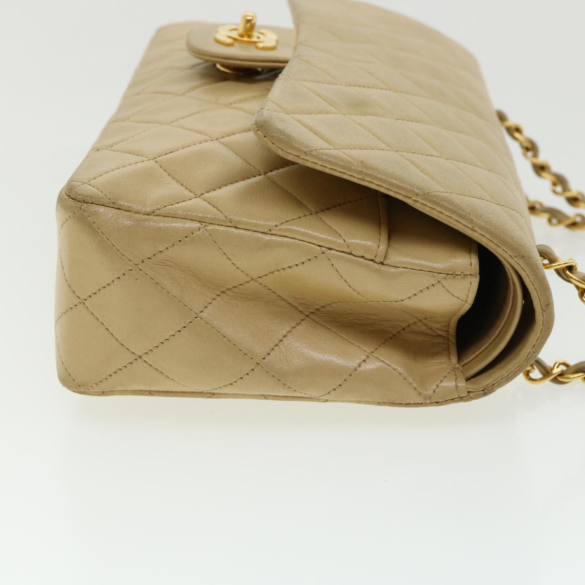 CHANEL Classic Matelasse 25 Chain Flap Shoulder Bag Lamb Skin Beige  31229A