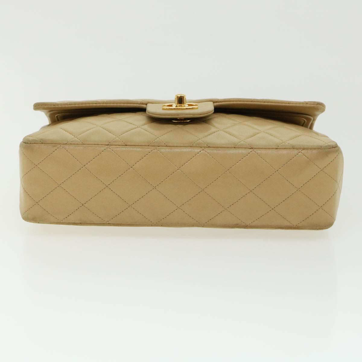 CHANEL Classic Matelasse 25 Chain Flap Shoulder Bag Lamb Skin Beige  31229A