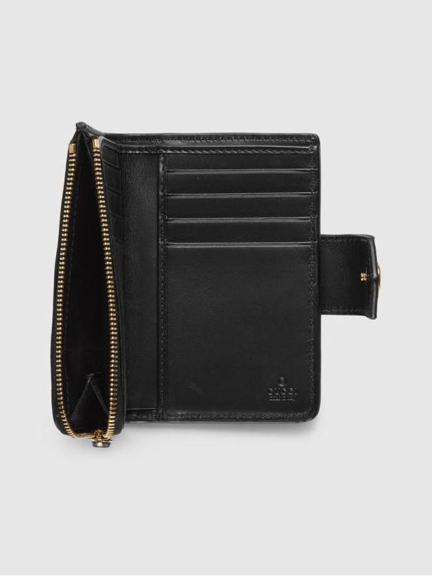 Luxury Gucci Trending 2025 GG Snap Button Leather Medium Card Wallet Black