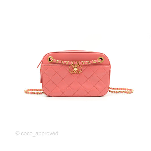 Chanel Chain Infinity Camera Case Pink Goatskin Aged Gold Hardware