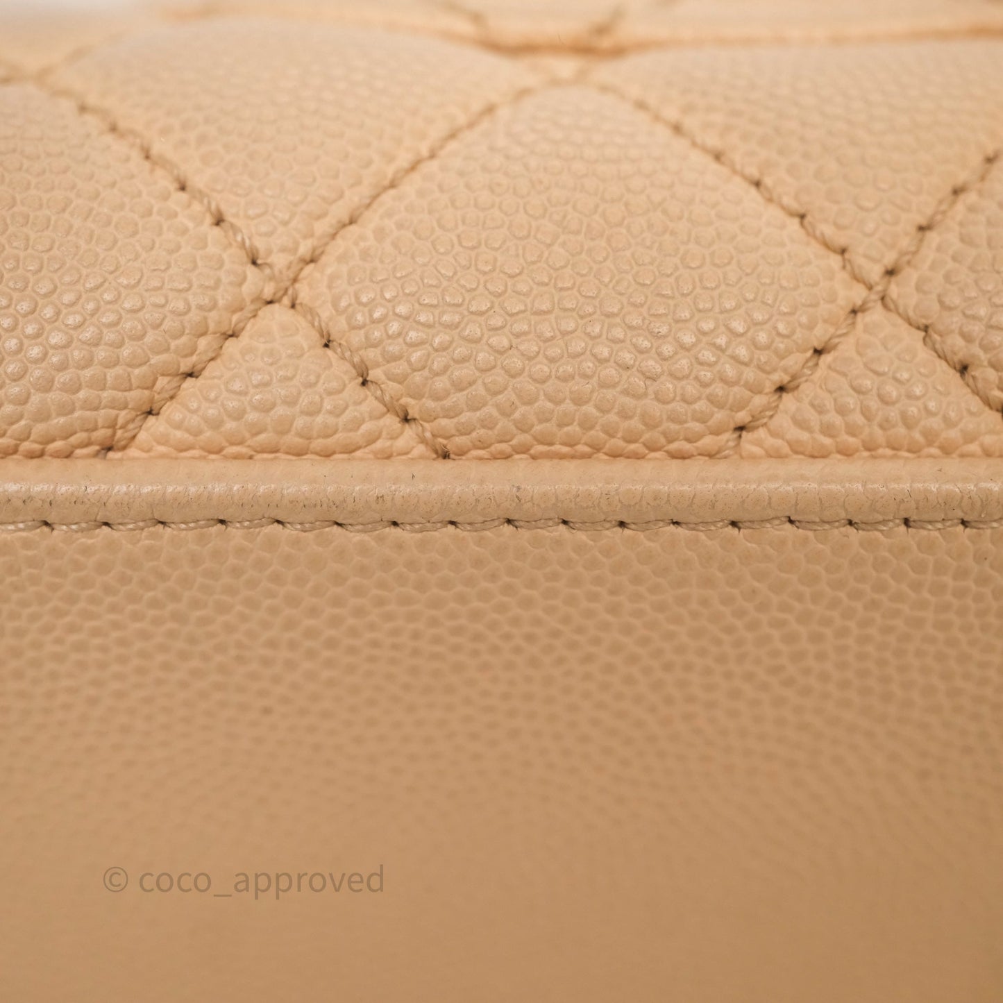 Chanel Small Coco Handle Quilted Beige Caviar Aged Gold Hardware
