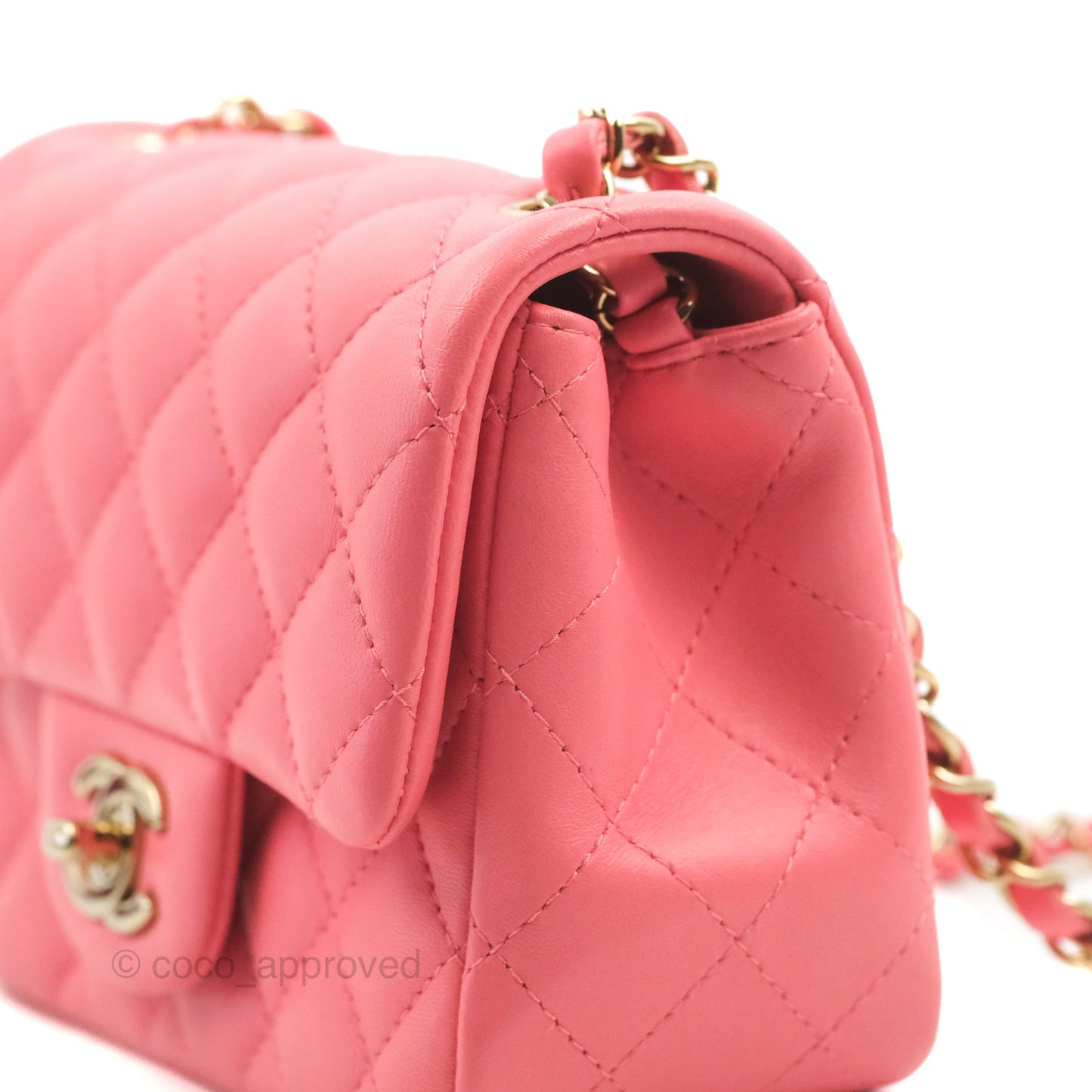 Chanel Mini Square Flap Pink Lambskin Gold Hardware
