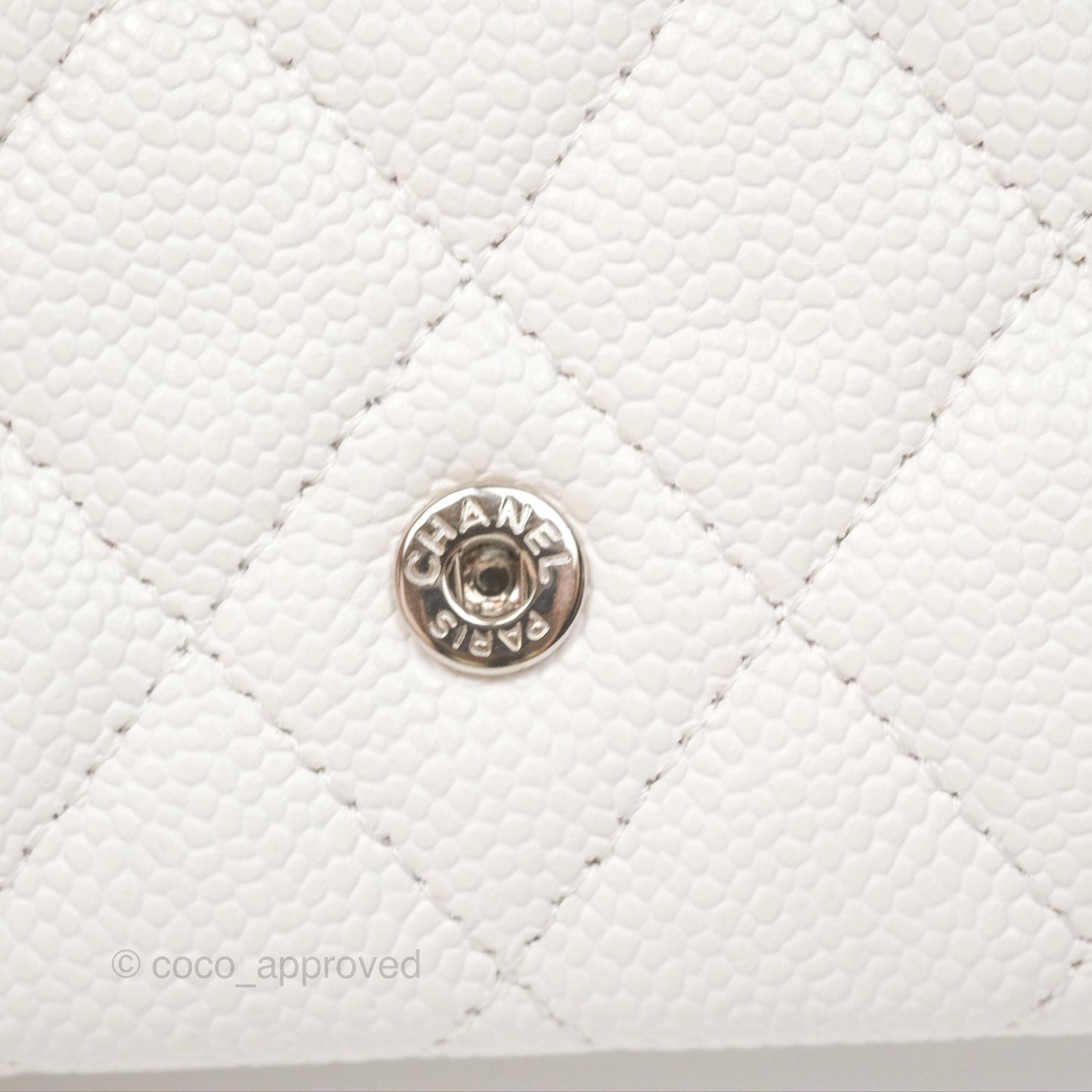 Chanel Quilted Flap Card Holder White Caviar Silver Hardware