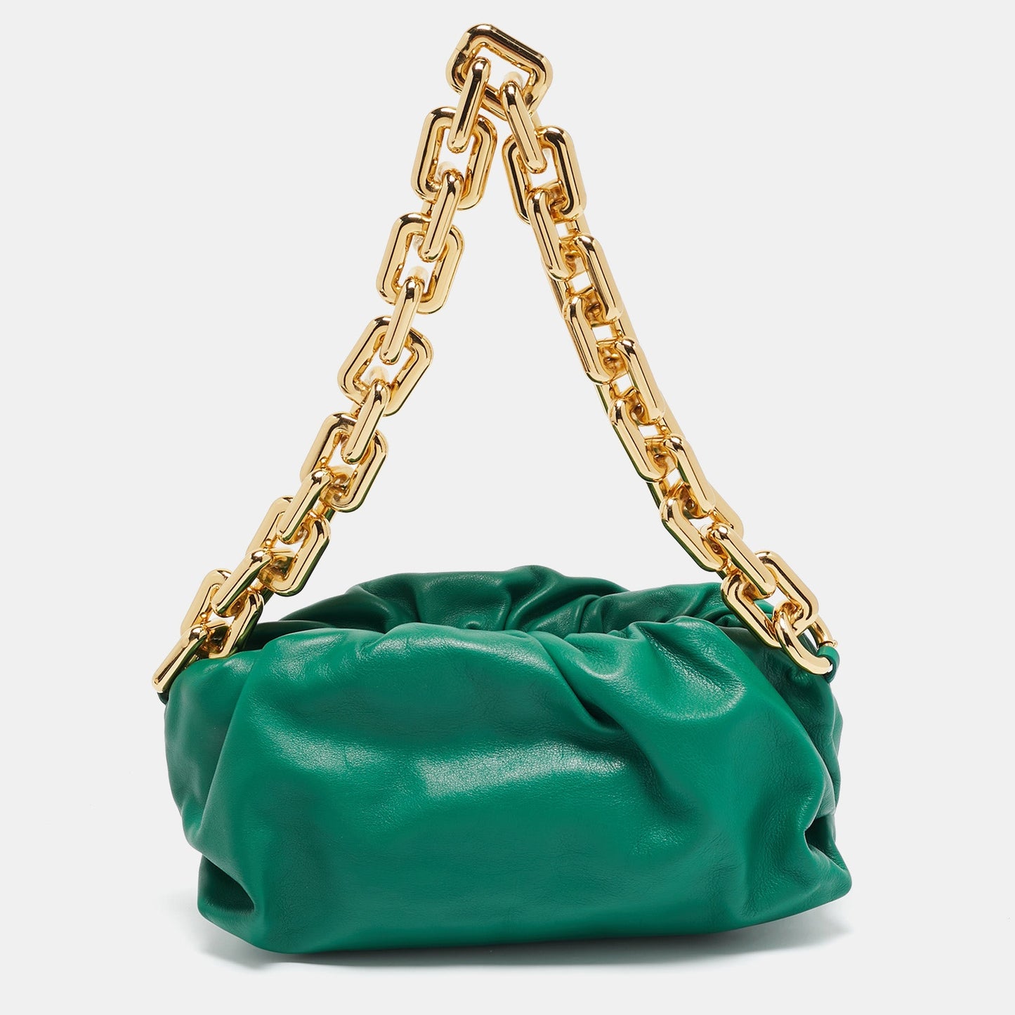 Luxury Bottega Veneta Green Leather The Chain Pouch Bag
