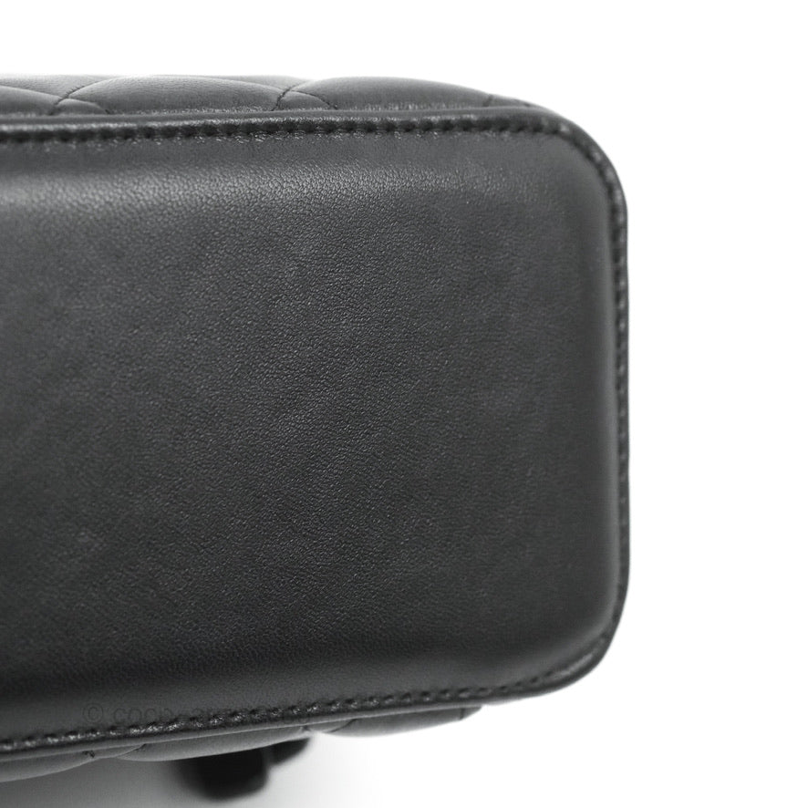 Chanel Vanity Rectangular Top Handle Black Lambskin Gold Hardware