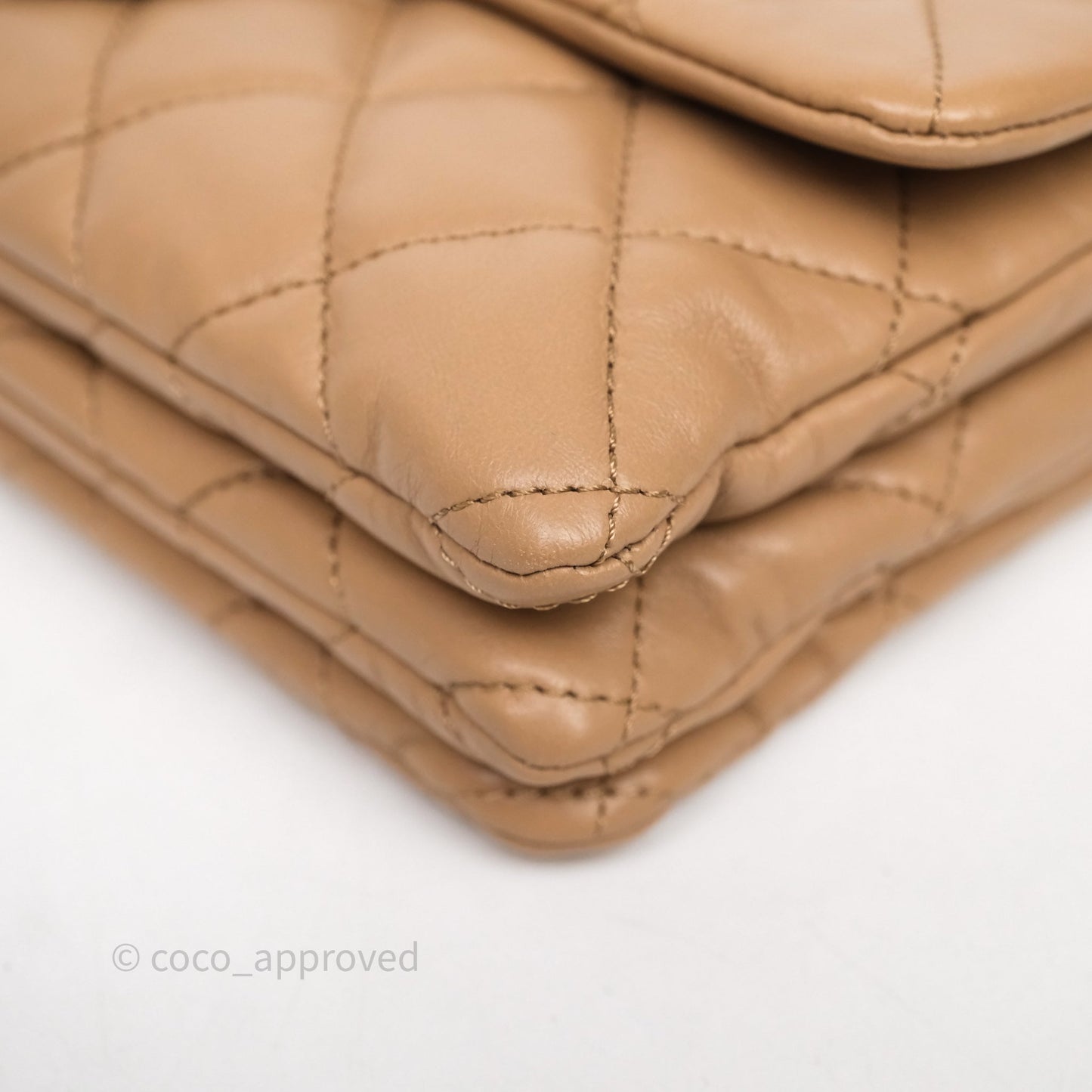 Chanel Medium All Slide Adjustable Chain Flap Bag Beige Lambskin Aged Gold Hardware