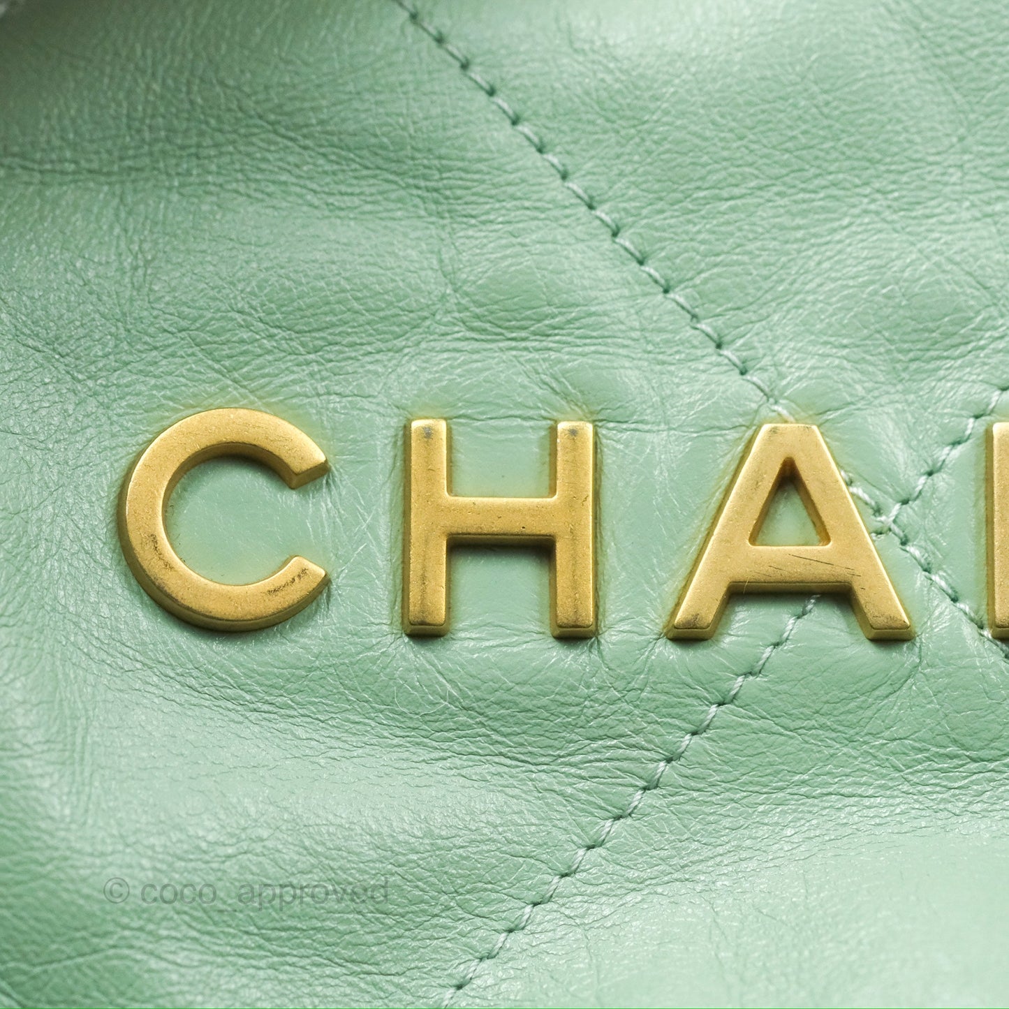 Chanel 22 Small Mint Green Shiny Calfskin Aged Gold Hardware